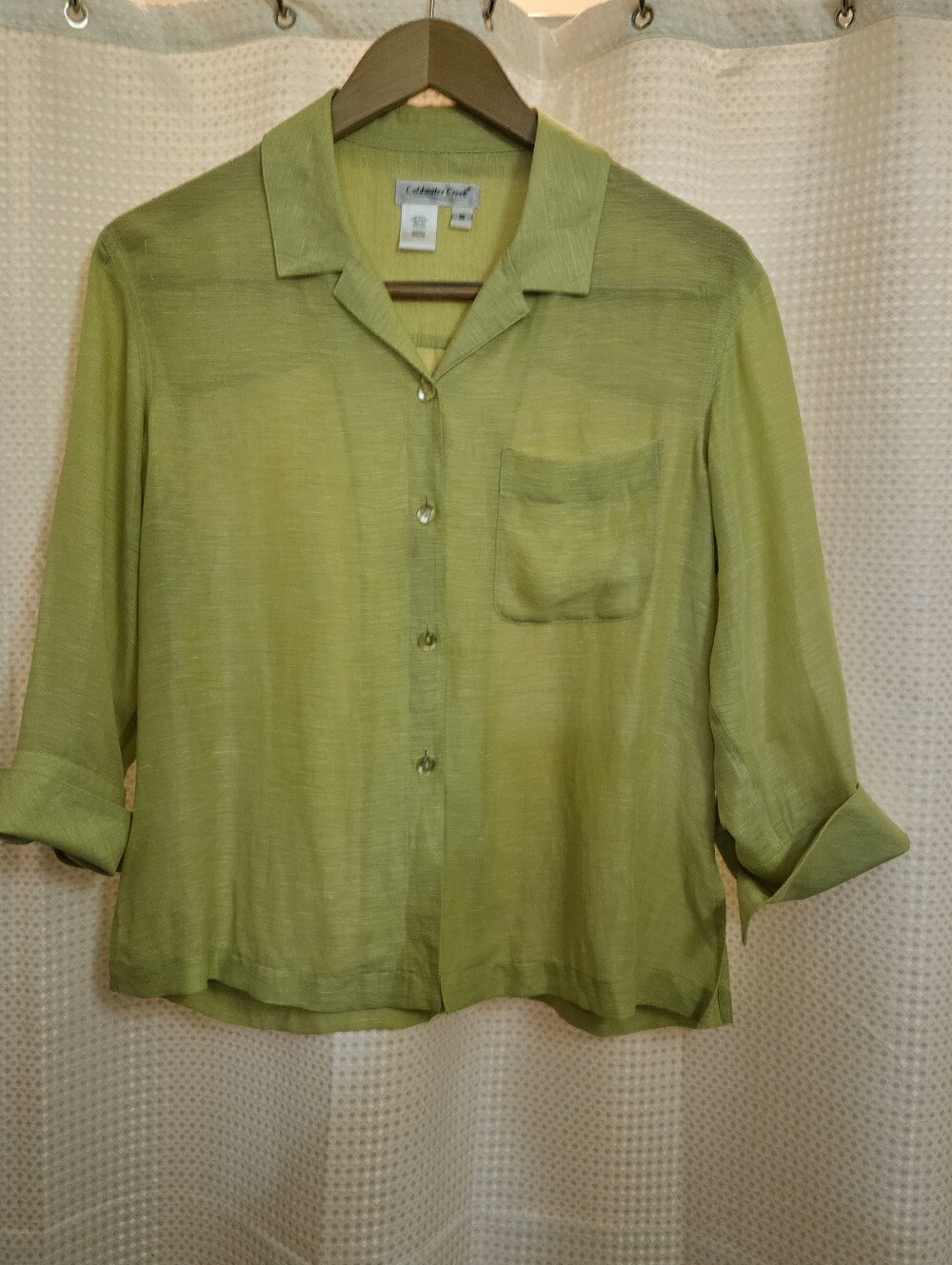 Coldwater Creek Lime Green Button-Front Camp Shirt Small